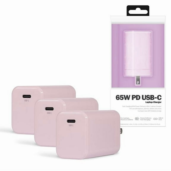 Xtreme 3-Pack 65W USB-C Wall Charger for Laptops with PD Power Delivery, Compact Fast Charging Wall Charger, Compatible with Laptops, Phones, Tablets, MacBooks, iPhones, iPads, Samsung, and More