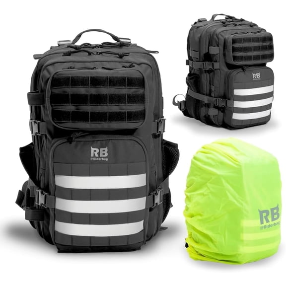 Xtreme 30L Tactical Backpack - Carry-On Travel and Gym Daypack with 16-inch Laptop Sleeve, Stick Holder, Double Bottle Pockets, Recycled-Fabric Shell, Reliable Zippers, Rain Cover