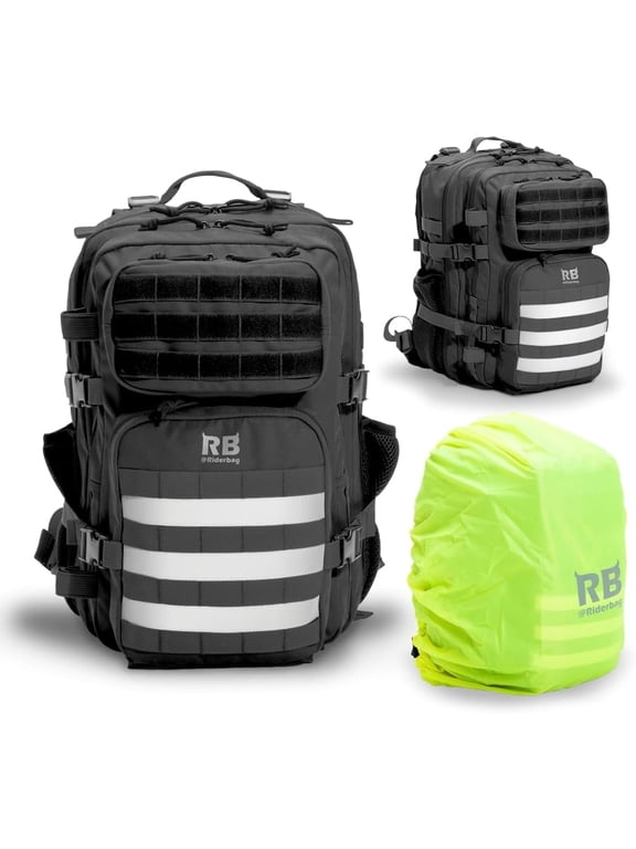 Xtreme 30L Tactical Backpack - Carry-On Travel and Gym Daypack with 16-inch Laptop Sleeve, Stick Holder, Double Bottle Pockets, Recycled-Fabric Shell, Reliable Zippers, Rain Cover