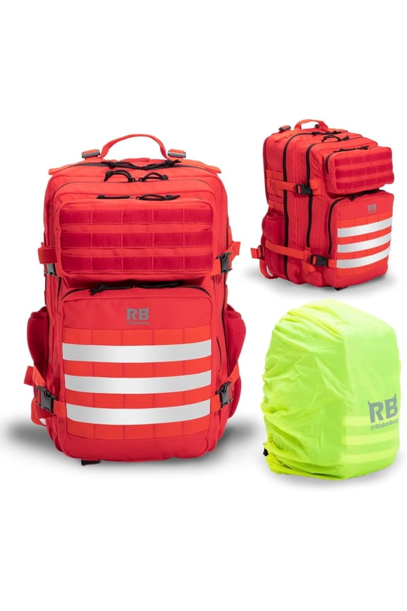 45L Tactical Backpack - Large Travel and Gym Backpack with 16-inch Laptop Sleeve, Stick Holder, Double Bottle Pockets, Recycled-Fabric Shell, Reliable Zippers, Rain Cover