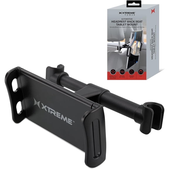 Xtreme Back Seat Tablet Mount for Cars, Car Headrest Tablet Holder for Backseat, Universal Mount, Fits Virtually All Tablets and Phones, 360 Rotating Ball Joint for Both Landscape and Portrait Modes