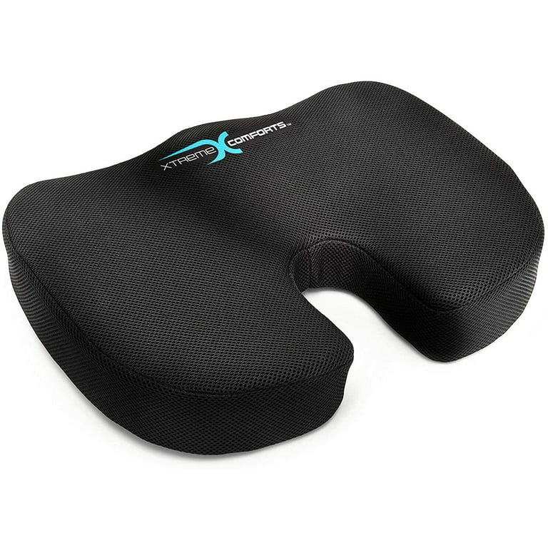 Xtreme Comforts Foam Coccyx Tailbone Cushion - Orthopedic Non-Slip Chair  Pillow, Relieves Back, Hip, and Sciatica Pain 