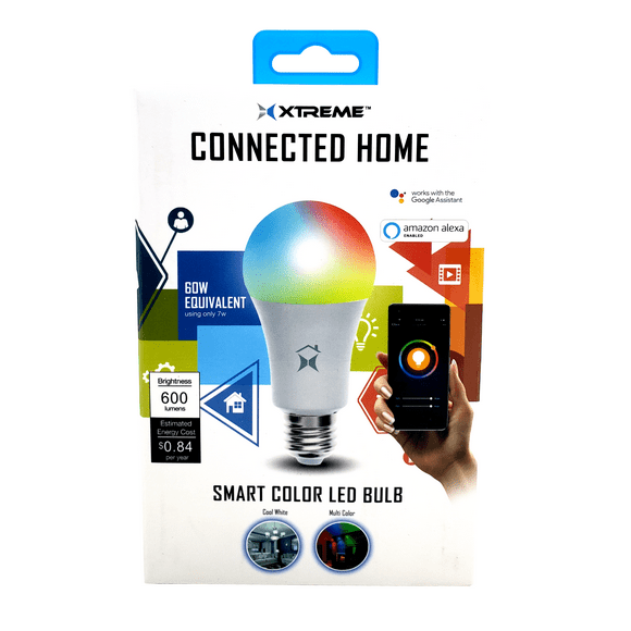 Xtreme Connected Home LED 7W (60W Equivalent) RGBW Light Bulbs Google Assistant Enabled (2 Pack)