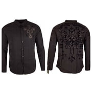 Xtreme Couture By Affliction Men's Button Down Shirt ROYALTY REV WING Black