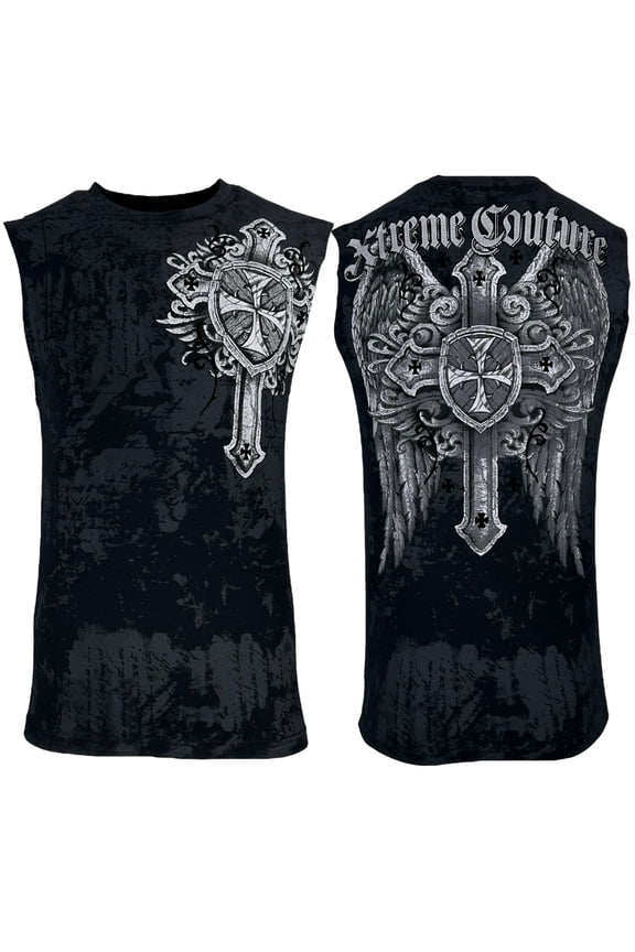 By Affliction Men's Muscle T-shirt Tank Top Ragged Faith