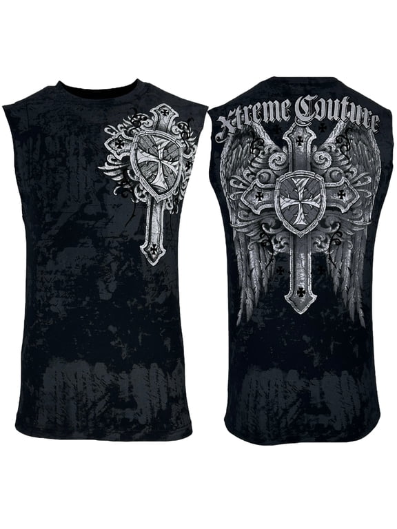 By Affliction Men's Muscle T-shirt Tank Top Ragged Faith