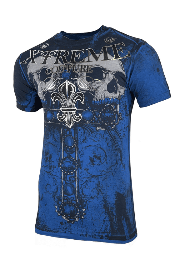 By Affliction Men's T-Shirt GRAVE MAKER Blue +