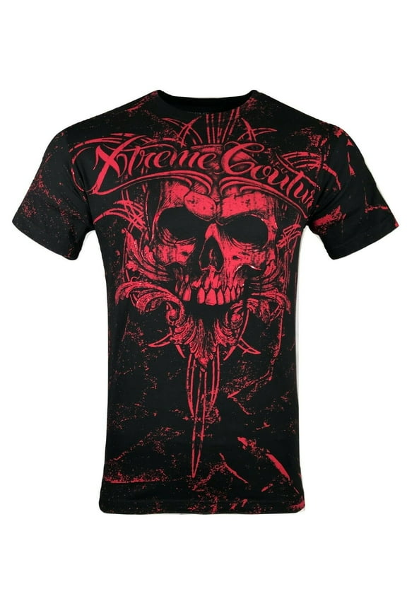 By Affliction Men's T-Shirt VICTORY Skull Biker MMA Black S-5XL