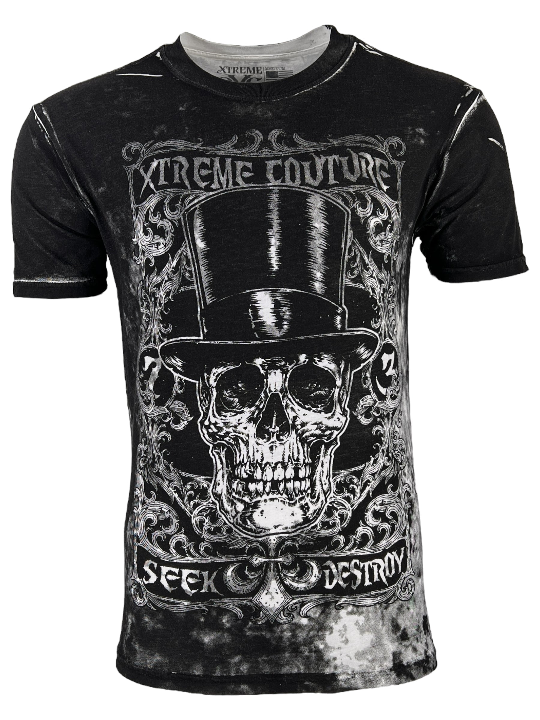 T-shirt Biker MMA T-shirt Uomo Affliction Archaic Cadaverous - Teschio E Croce, Taglie M-3XL, 100% Cotone, Nuovo Con Etichette Streetwear MMA Cotone 100 - Foto 3