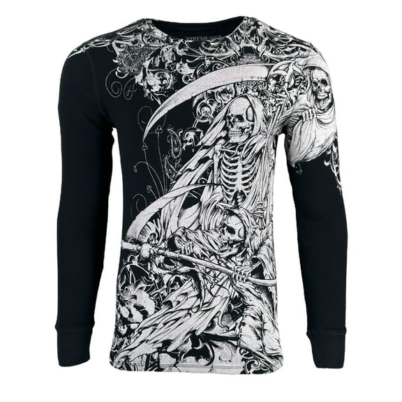 Xtreme Couture By Affliction Men's Thermal Shirt Dark Hallucination