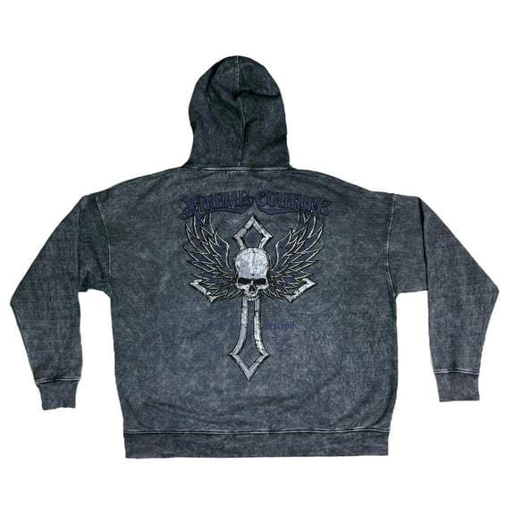 Xtreme Couture By Affliction Unisex Oversized Boxy Pullover Hoodie Stone Ranger
