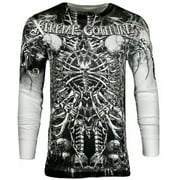 Xtreme Couture by Affliction Mens Thermal Shirt CATACOMBS Skull Biker White