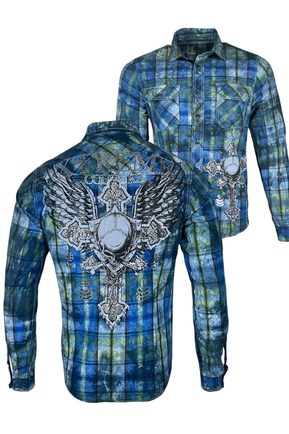 by Affliction Men's Button Down Shirt Iron Cadence