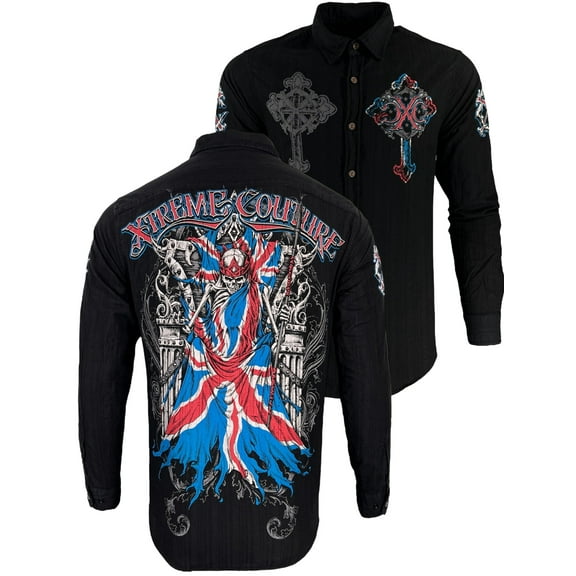 Xtreme Couture by Affliction Men's Button Down Woven Shirt Fortress Black