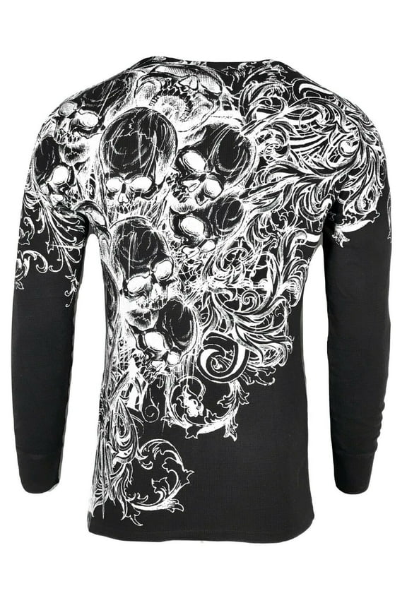 Men's Thermal Shirt ACCUSER Skull Biker MMA Black