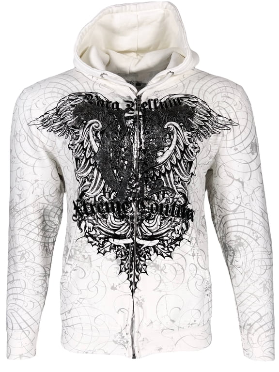 by Affliction Men's Zip Up Hoodie Cast Iron