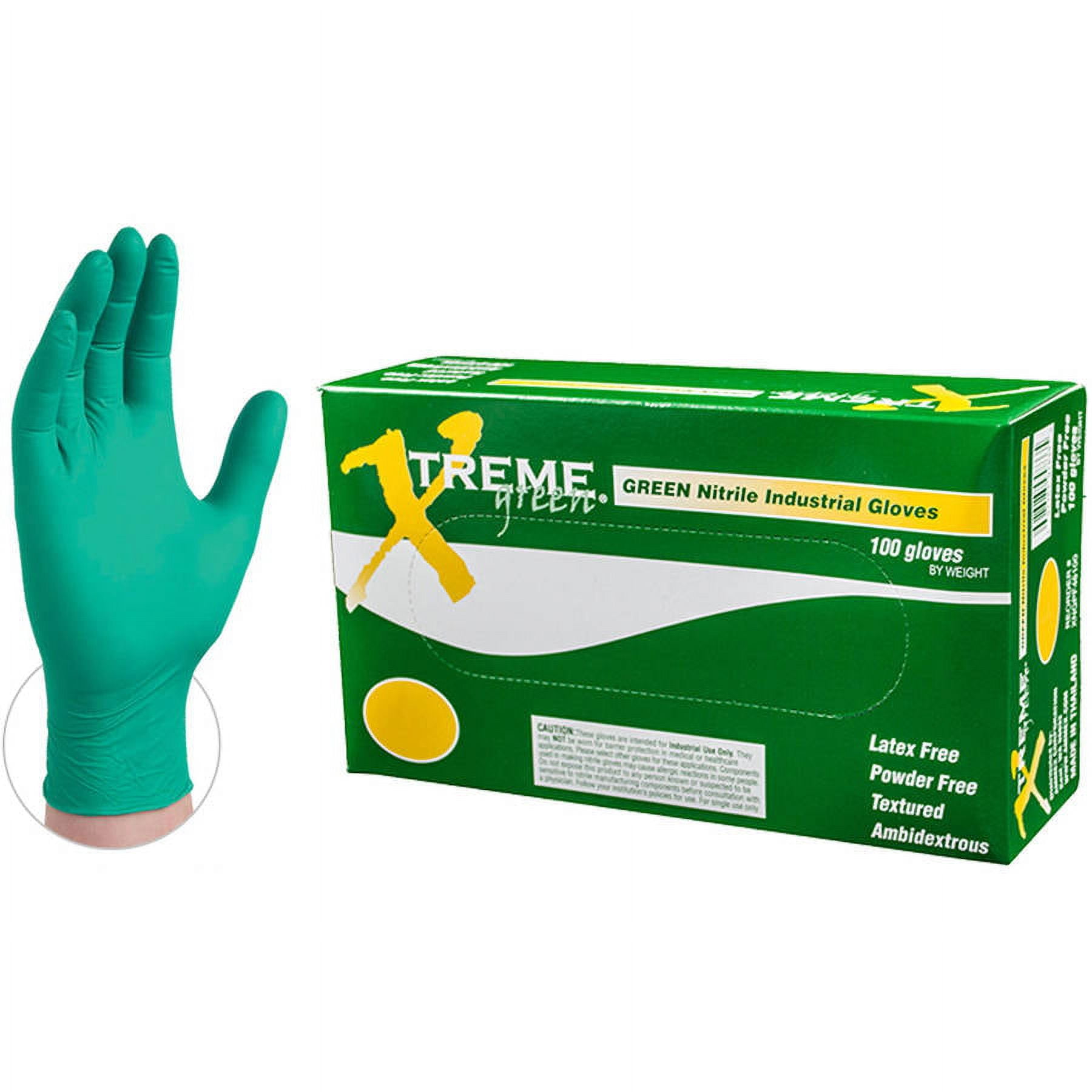 Xtreme Green Nitrile Industrial Disposable Gloves, Small by AMMEX