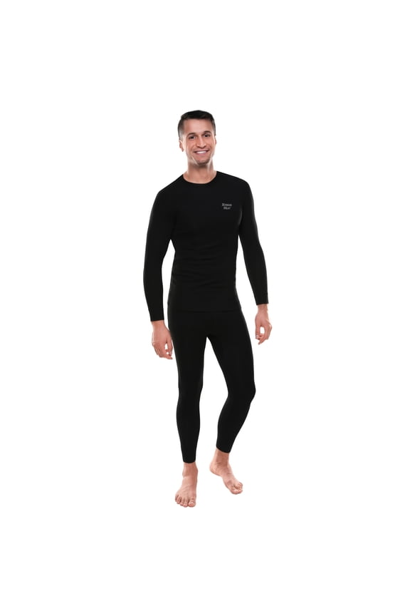 Men’s Base Layers Set Compression Pants & Shirt Thermal Wear for Men, Black Medium