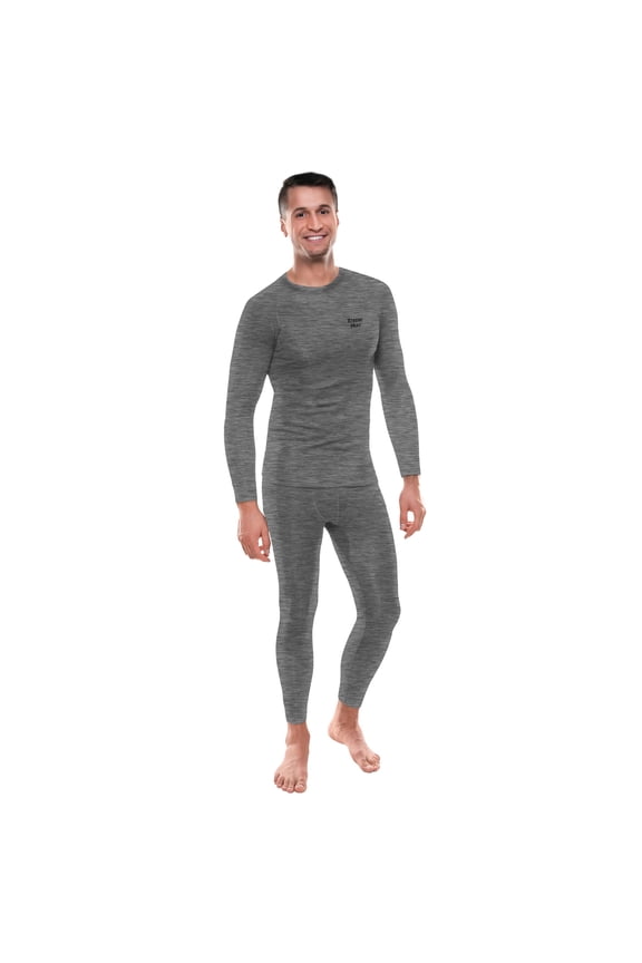 Men’s Base Layers Set Compression Pants & Shirt Thermal Wear for Men, Grey Large