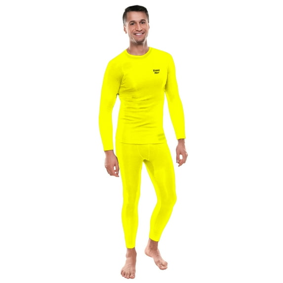 Xtreme Heat Men’s Base Layers Set Compression Pants & Shirt Thermal Wear for Men, Yellow XL