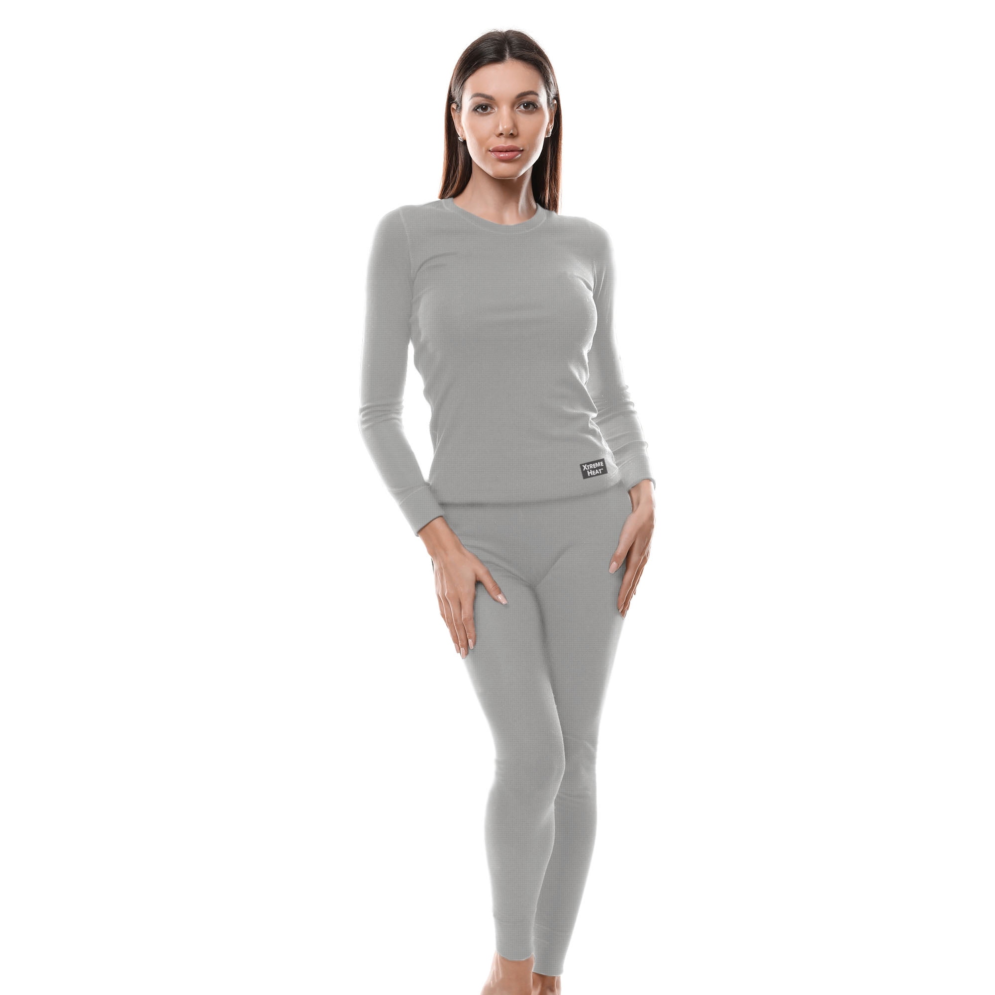 Xtreme Heat Women’s Thermal Underwear Set Insulated Shirt & Long Johns,  Light Heather Gray Small 2-Pack