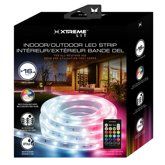 Xtreme Lit 16.4ft Indoor & Outdoor Multicolor and Multi-White LED Light Strip, Weather-Resistant