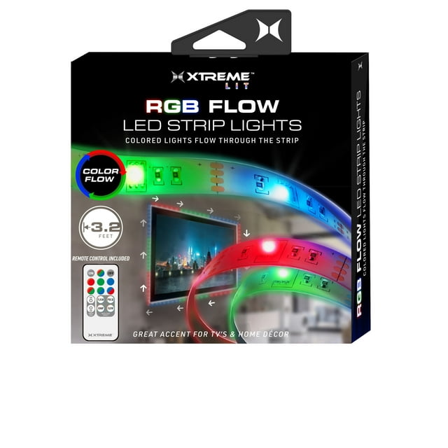 Xtreme Lit 3.2ft RGB Color-Changing Flow LED Strip Lights, Flashing ...