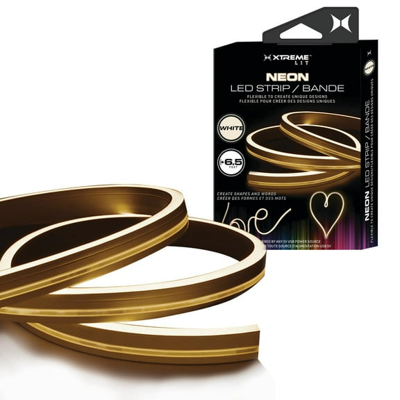 Xtreme Lit 6.5ft White Neon LED Strip, Bendable Shapes and Words, 7.3" x 5.35" x 0.85"