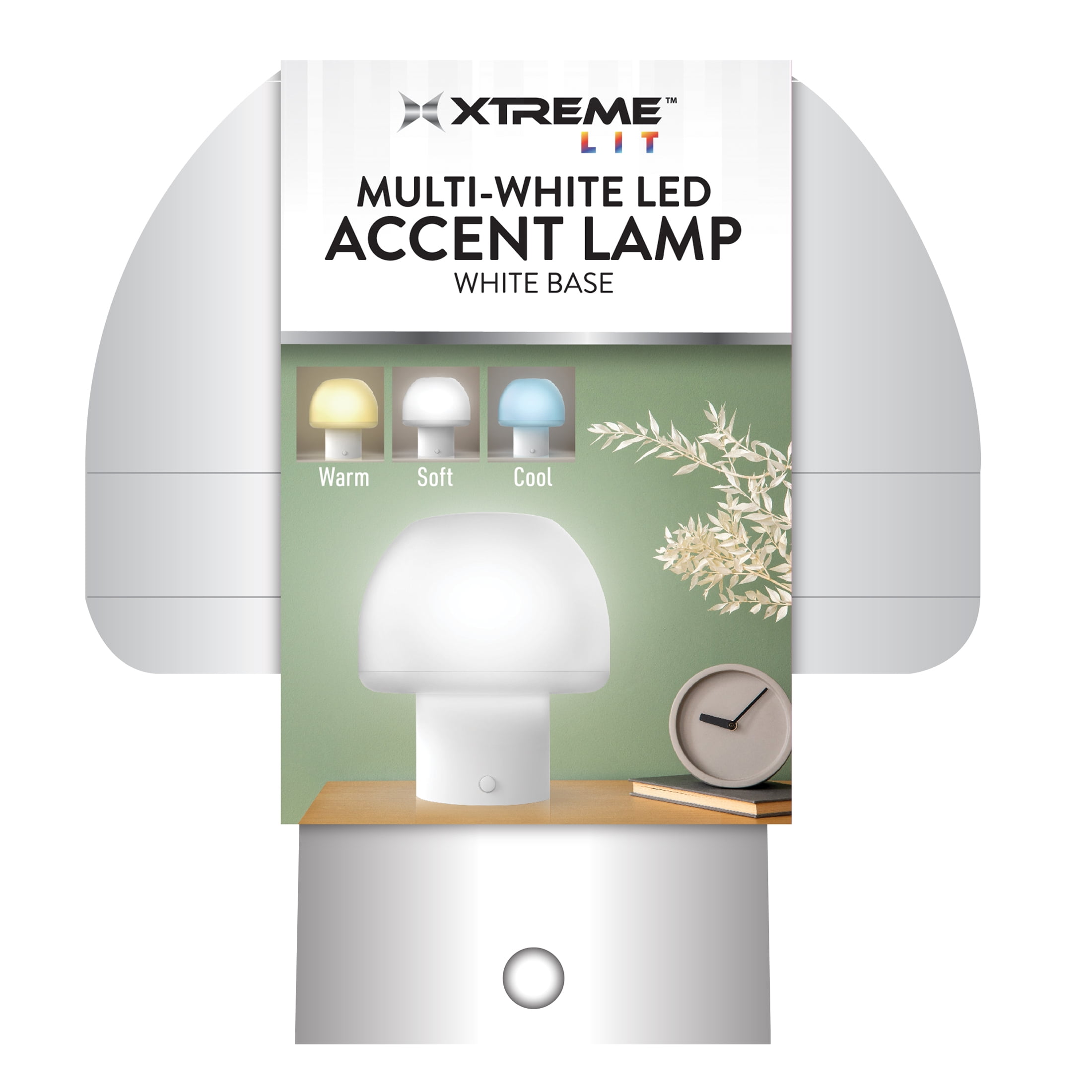 Xtreme Lit Multi-White Mushroom LED Accent Tabletop Lamp, Remote, Indoor Novelty Plastic