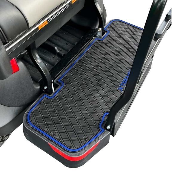 Xtreme Mats DoubleTake Golf Cart Floor Mat for Rear Seat Kits & Rear Facing Foot Rests - Fits DoubleTake Max5 & Max6 Rear Seat Kits - Blue Trim