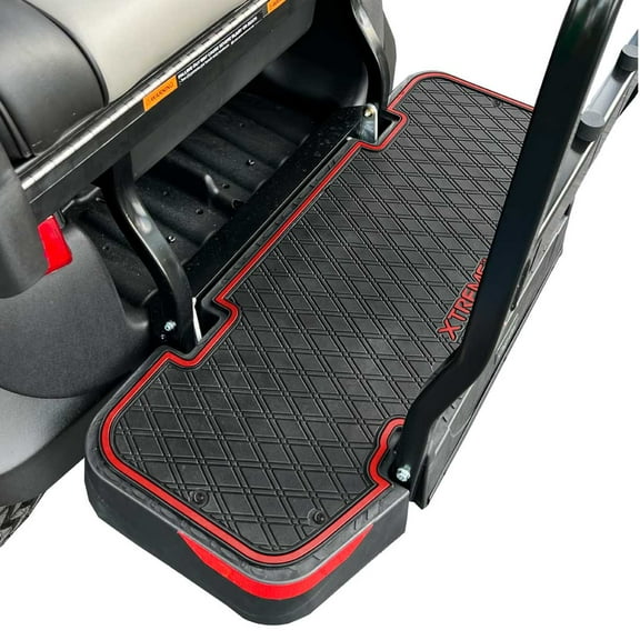 Xtreme Mats DoubleTake Golf Cart Floor Mat for Rear Seat Kits & Rear Facing Foot Rests - Fits DoubleTake Max5 & Max6 Rear Seat Kits - Red Trim