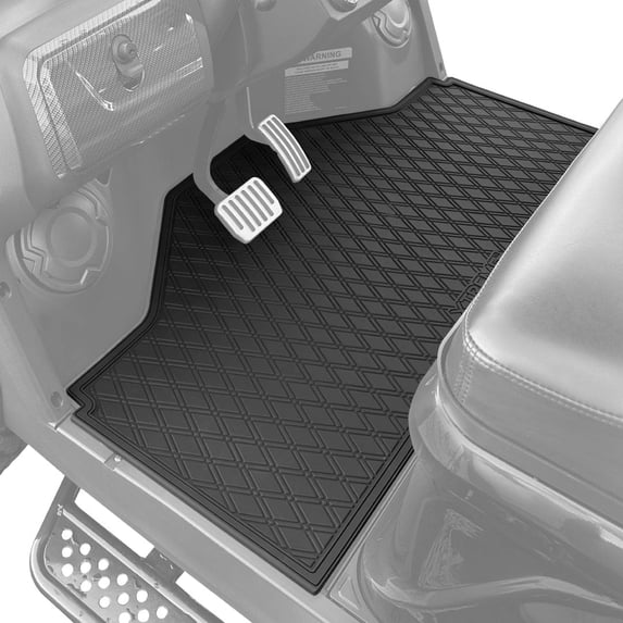 Xtreme Mats Evolution D5 Golf Cart Floor Mat 1 Piece Set - Rubber Double Diamond Design - Fits D5 Including Evolution Maverick & Ranger (All Black, D5 Front Row Only)