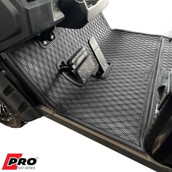 Xtreme Mats Full Coverage Golf Cart Floor Mat Liner - Fits EZGO S2 or S4 2022 (Hexagon flooring) with new Cushman Hauler style dash - All Black
