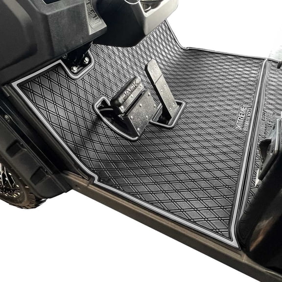 Xtreme Mats Full Coverage Golf Cart Floor Mat Liner - Fits EZGO S2 or S4 2022 (Hexagon flooring) with new Cushman Hauler style dash - Grey Trim