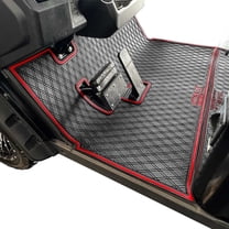 Xtreme Mats Full Coverage Golf Cart Floor Mat Liner - Fits EZGO S2 or S4 2022 (Hexagon flooring) with new Cushman Hauler style dash - Red Trim