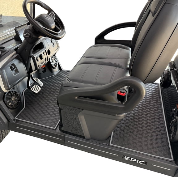Xtreme Mats Golf Cart Mat, Full Coverage Golf Cart Floor Liner Mat - Fits EPIC e40FX 1st & 2nd Row - Grey Trim