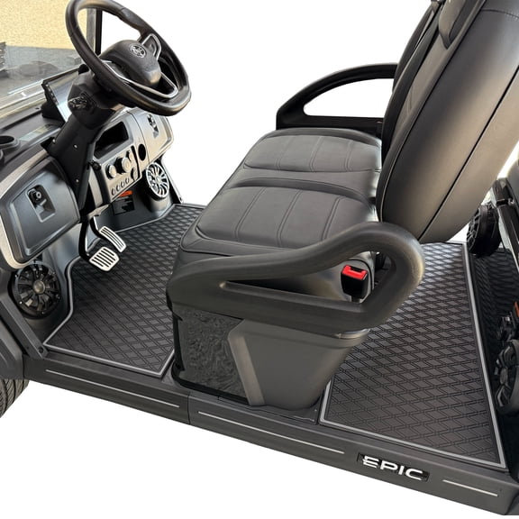 Xtreme Mats Golf Cart Mat, Full Coverage Golf Cart Floor Liner Mat - Fits EPIC e40FX 1st & 2nd Row - Grey Trim