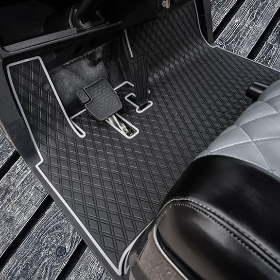 Xtreme Mats Yamaha Drive2 Golf Cart Mat, Full Coverage Golf Cart Floor Liner Mat - Fits Yamaha Drive2 Models Only (2017-2022) & UMAX Rally 4x4 - Black with Grey Trim