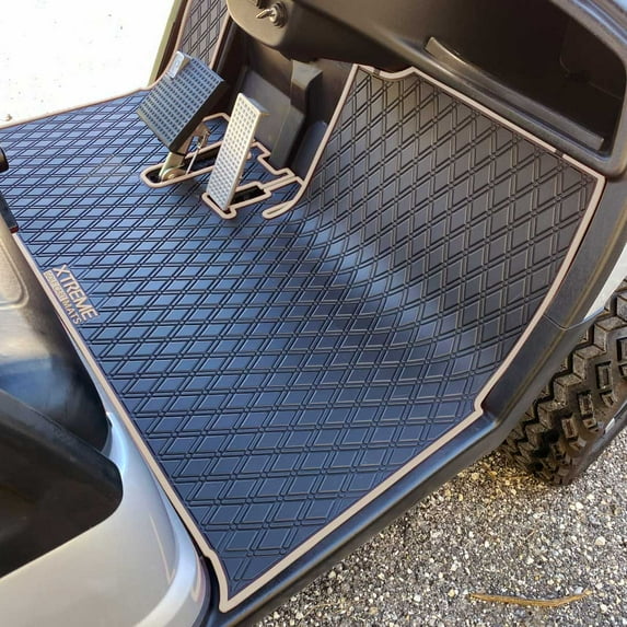 Xtreme Mats Yamaha Golf Cart Mat, Full Coverage Golf Cart Floor Liner Mat - Fits Yamaha Adventurer (2007-2017), G29, YDR, & Drive (Gen1) Models Only - Black with Beige Trim