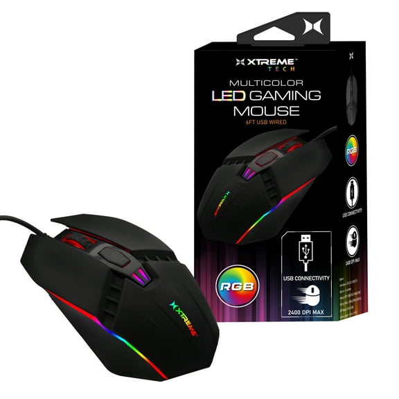 Xtreme Multicolor LED Gaming Mouse, 4 DPI Modes, LED Fade Lighting, DIY Installation