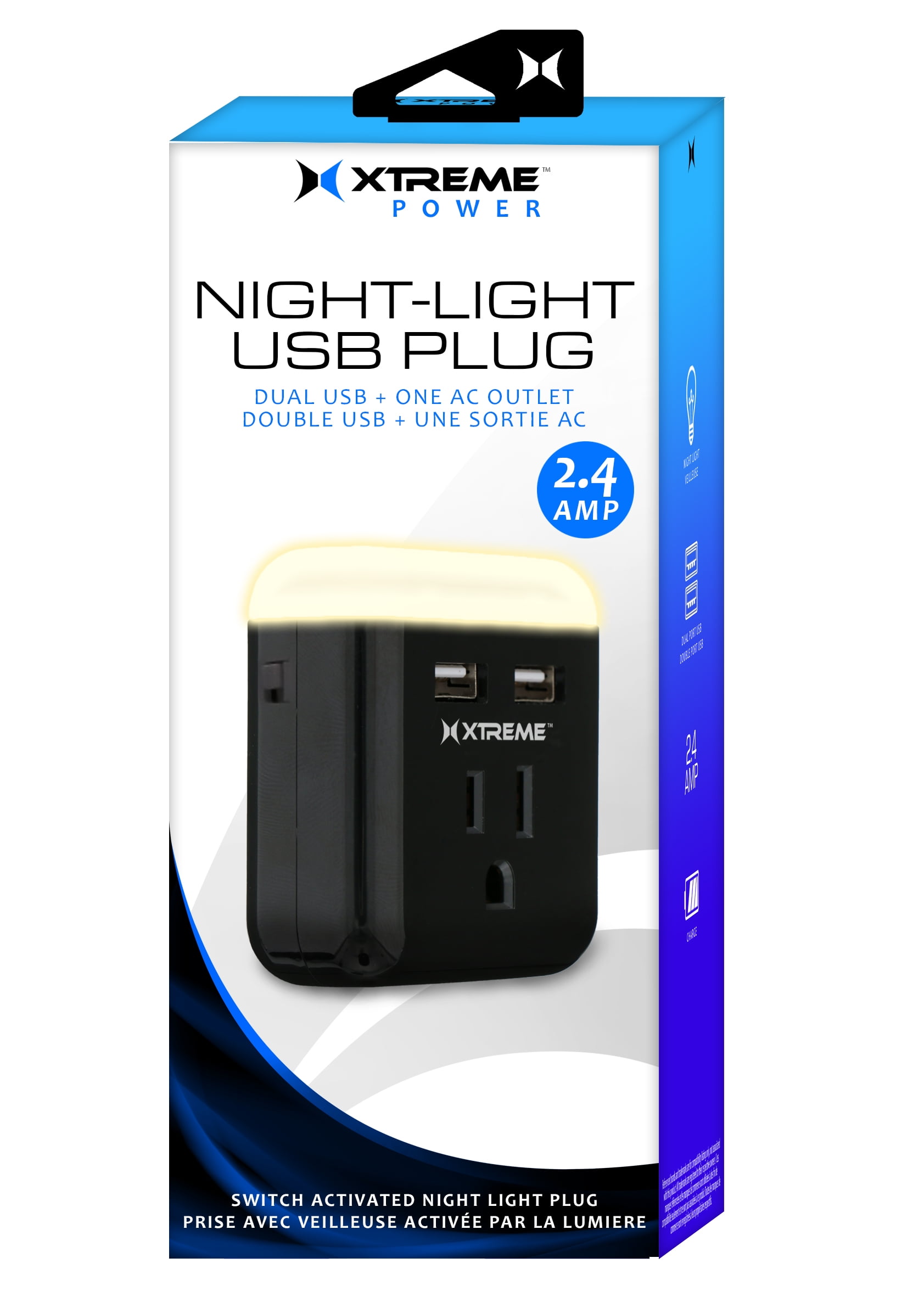 LED night light with socket and 2 USB ports Hama Group