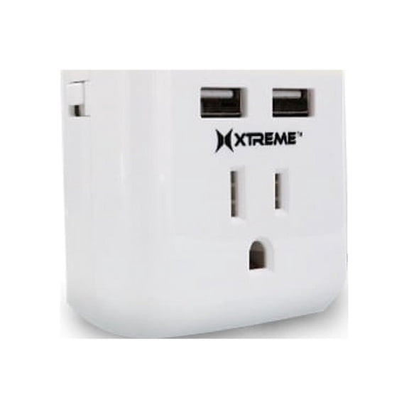 Xtreme Night Light Plug w/2 USB + 1 AC Outlets (White)