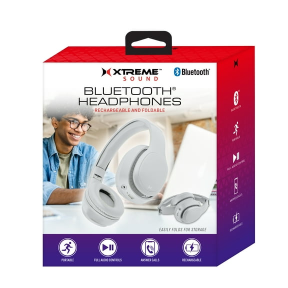 Xtreme Over Ear Bluetooth Wireless Foldable Rechargeable Headphones, Micro USB Audio Cable Included