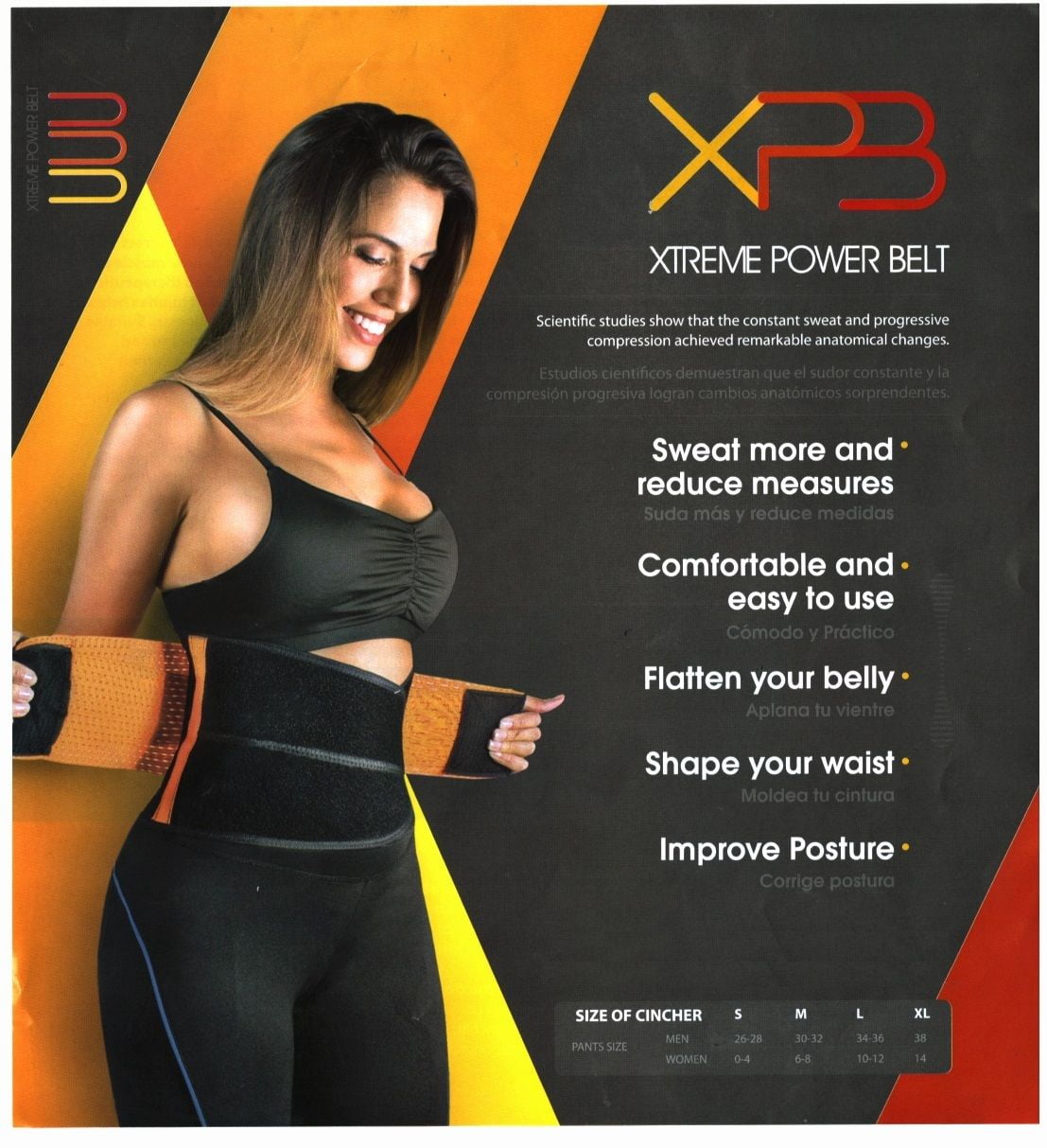 Xtreme Power Belt Orange (LARGE) Shaper Support Hot Gym Workout 