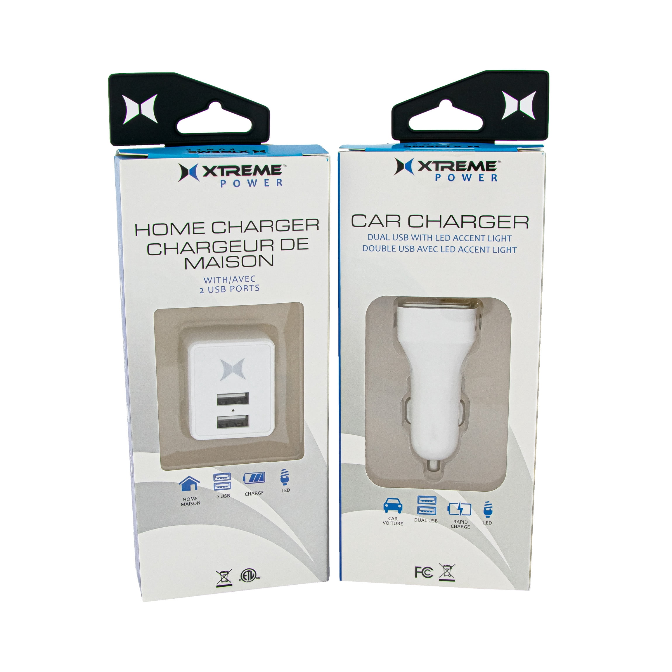 Xtreme Power Home Charger and Car Charger in White