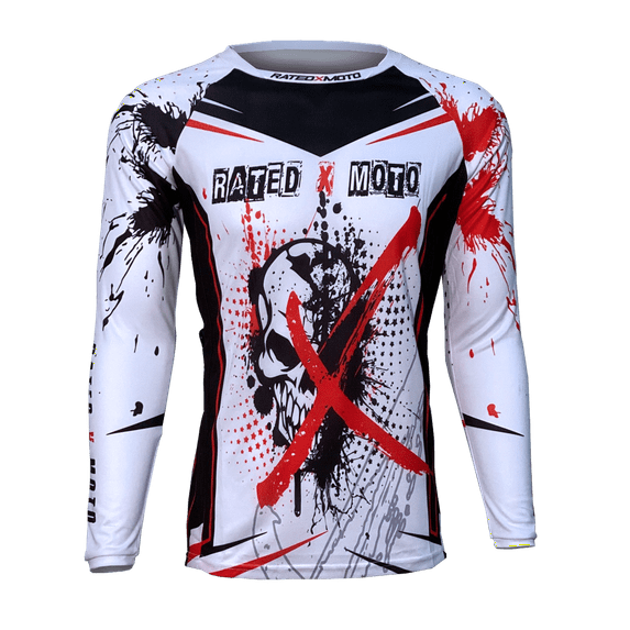 Xtreme Skull Men's Jersey Motocross Red, White by Rated X Moto MX, ATV, Dirt Bike S, Small