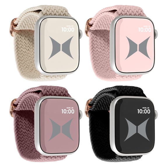 Xtreme Braided Elastic Nylon Apple Watch Band 42/44/45/49 mm, Large, 4 Pack