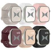 Xtreme Smart Watch Soft Silicone Band 6 Pack – Small Size, Waterproof, New Buckle Design, 38/40/41 mm, Compatible with Apple Watch Band, Starlight, Pink Sand, Milk Tea, White, Smoke Violet, Black.
