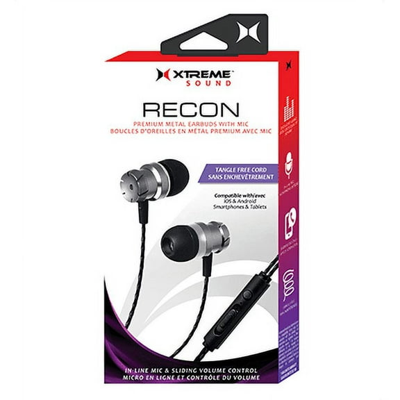 Xtreme Sound Grey Recon Premium Metal Earbuds With Mic