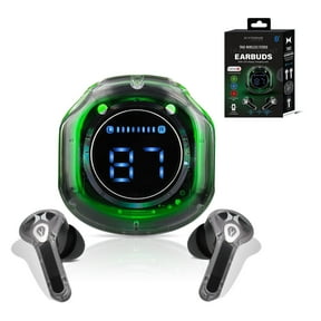 Xtreme Sound True Wireless Stereo Transparent Earbuds with LED Display Charging Case, Bluetooth 5.3, Color-Changing LEDs, One-Touch Smart Controls (Black)